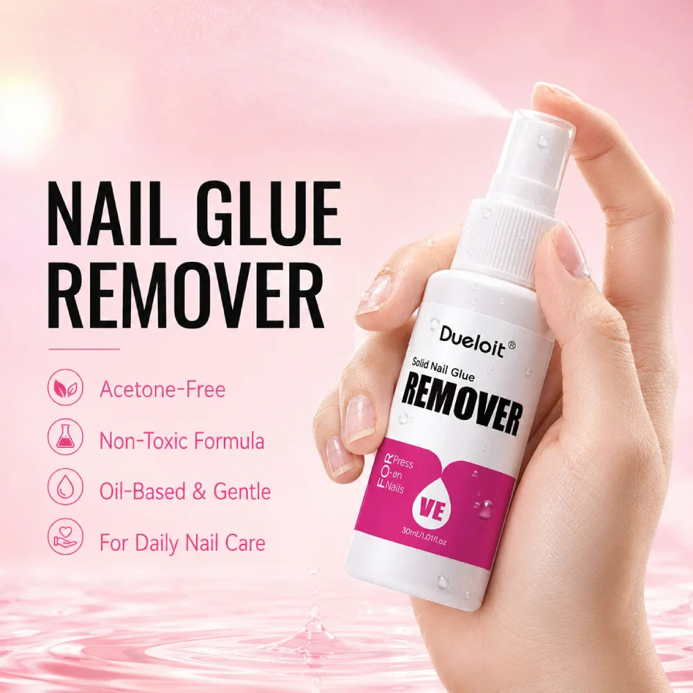Nail glue remover spray with Vitamin E for false nails and press-on nails