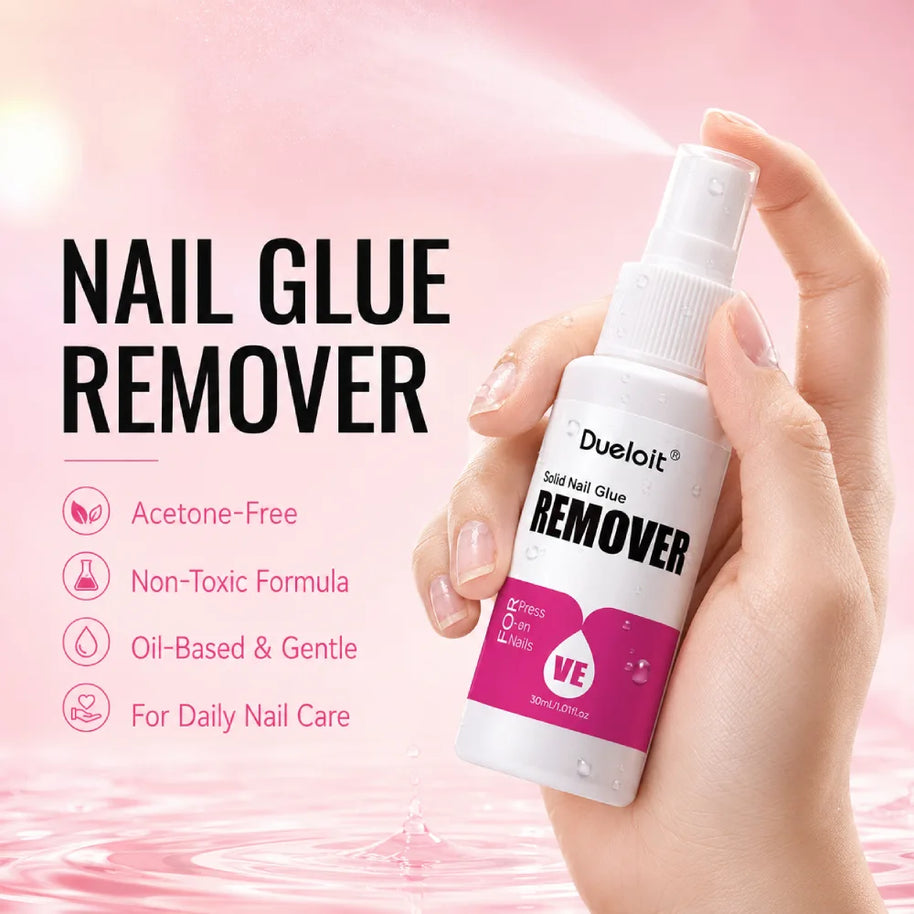 Nail glue remover spray with Vitamin E for false nails and press-on nails