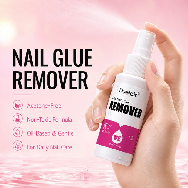 Nail glue remover spray with Vitamin E for false nails and press-on nails